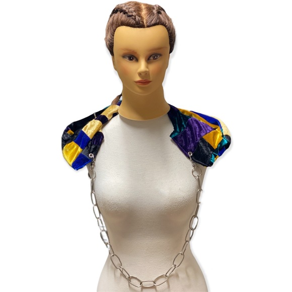 Handmade Patchwork Rave Festival Hood With Chain - Picture 6 of 10